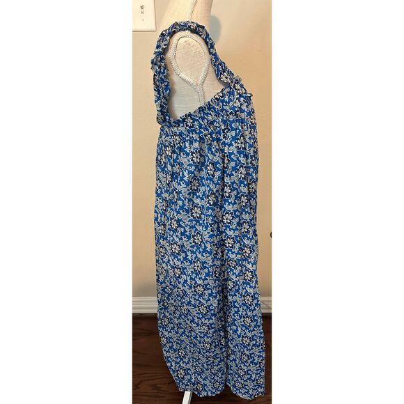 J Crew Cotton voile ruffle-trim shift dress in cobalt floral Size Small - Picture 5 of 8